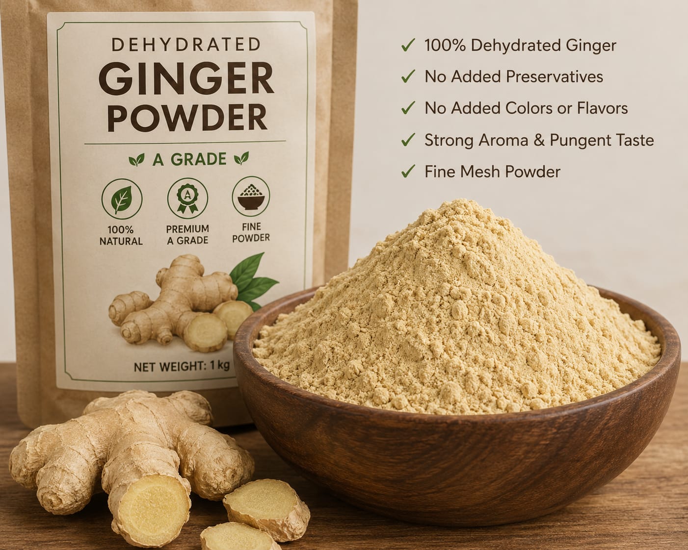 Dehydrated A-Grade Ginger Powder