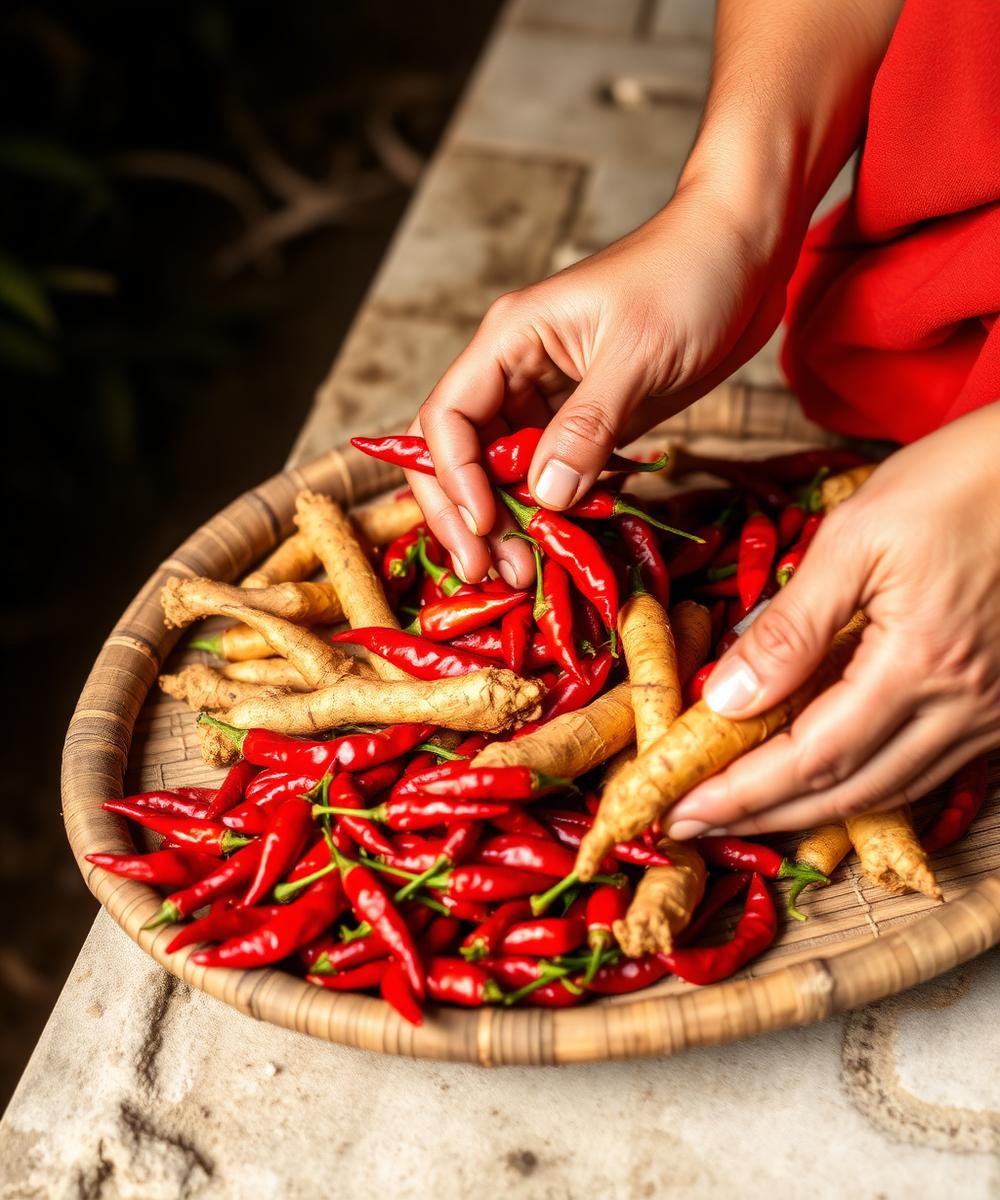 Hand-sorted chilies